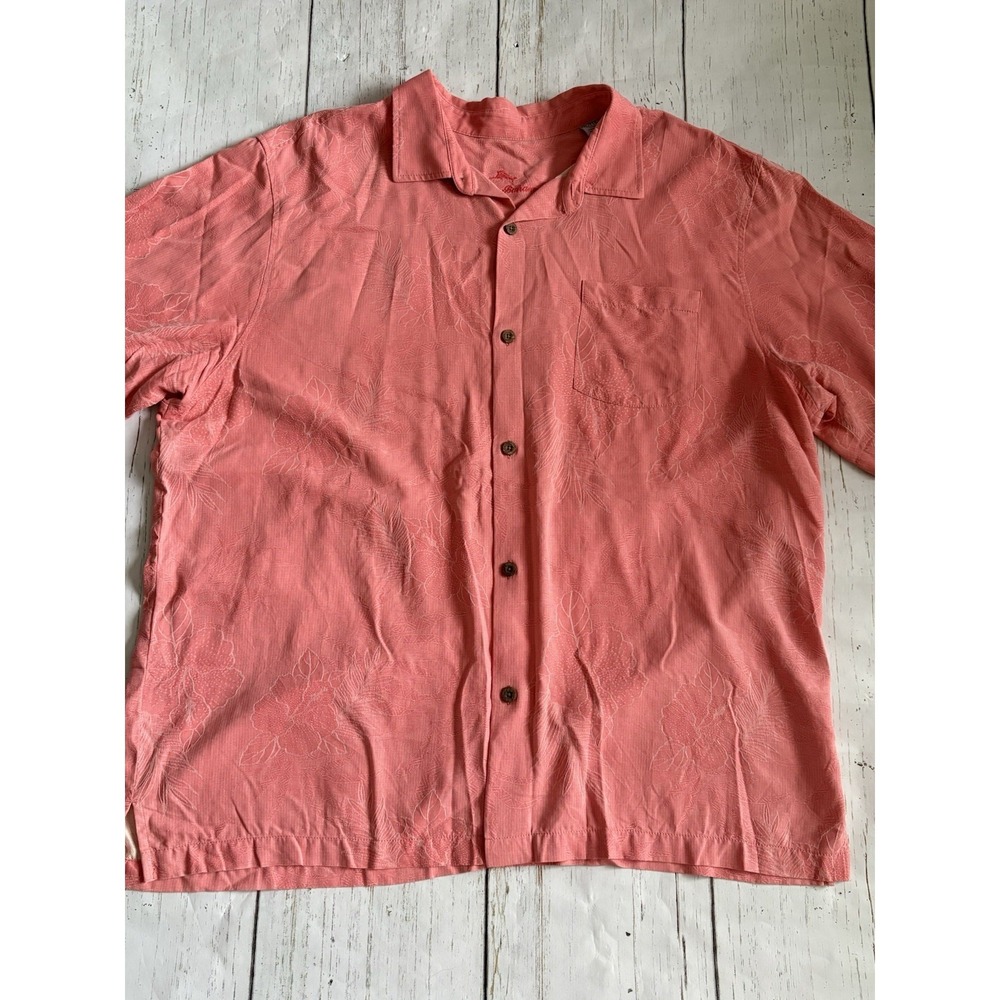 Tommy Bahama Camp Shirt Men's XXL Floral Hawaiian Jacquard Short Sleeve - Picture 2 of 8